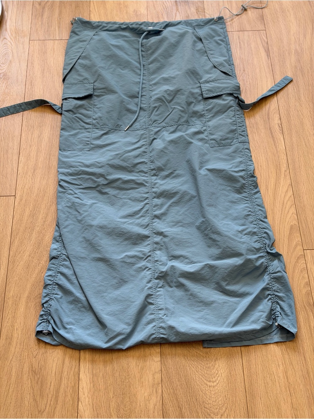 Fashion Nova Slate Blue Utility Drawstring Midi Skirt